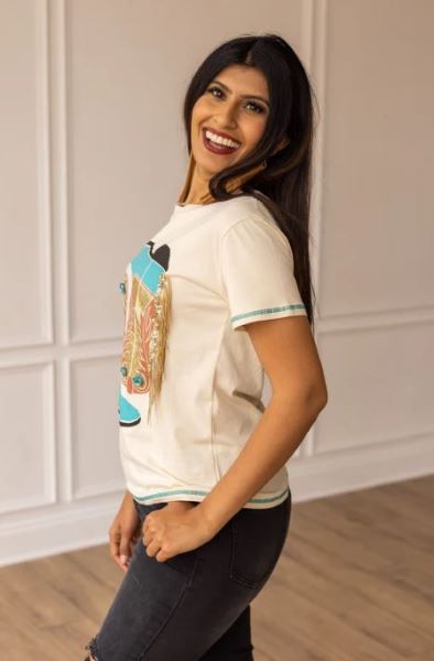 Southern Grace Beige Show Me Your Boots Women's Tee Shirt 5326-BEIGE