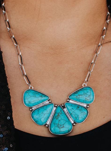 Southern Grace Moth To The Flame Turquoise Stone Necklace AN9917