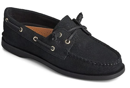 Sperry Black Authentic Original Vida Serpent Leather Women's Boat Shoe STS85352