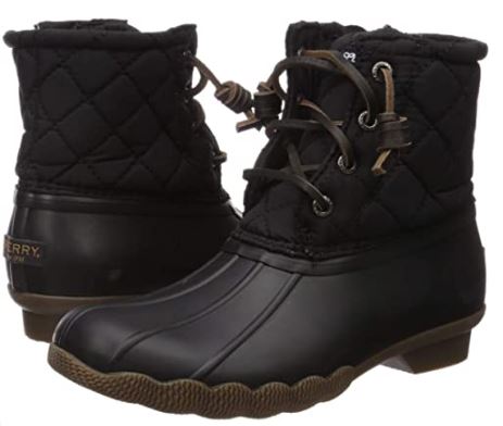Sperry Black Matte Children Salwater Water Resistant Boots STK161233
