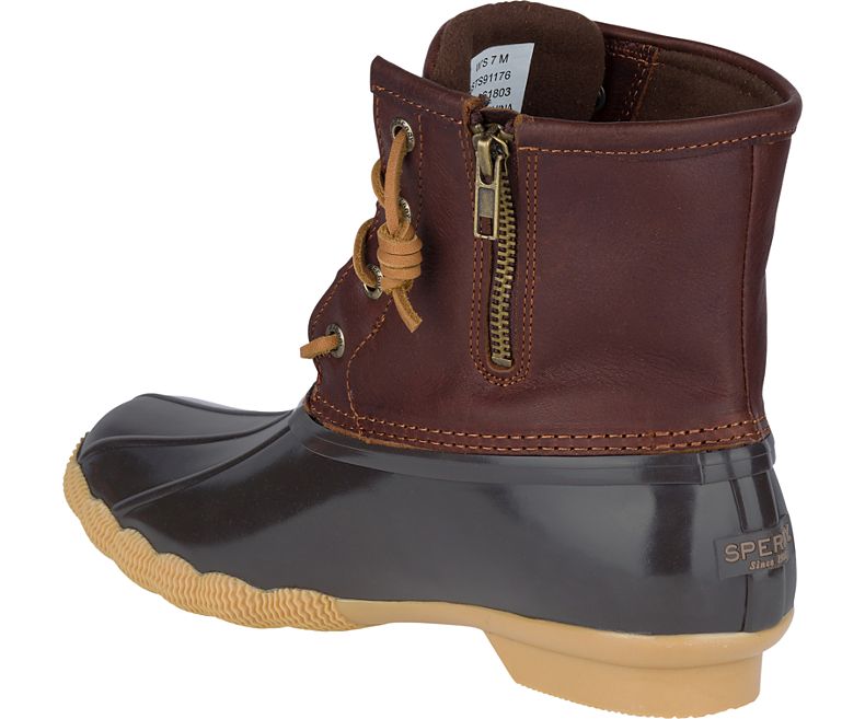 Sperry Tan/Dark Brown Womens Duck Boots Saltwater STS91176