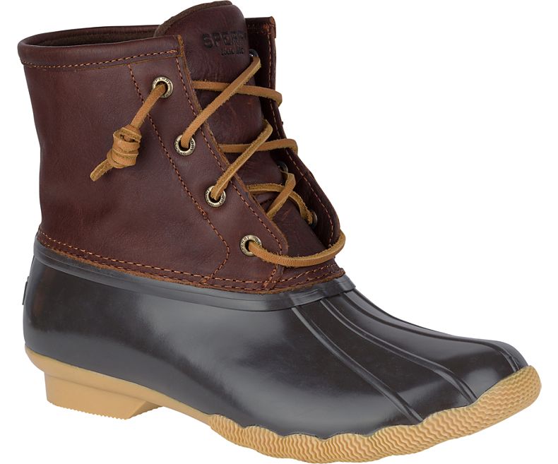 Sperry Tan/Dark Brown Womens Duck Boots Saltwater STS91176