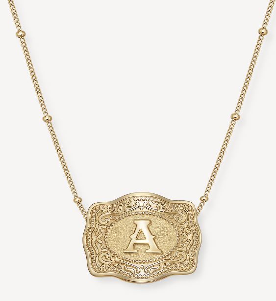 Spurwest Gold Initial A Mini Belt Buckle Necklace GLD-BC-A