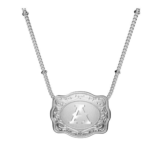 SpurWest Initial A Mini Belt Buckle Necklace SLV-BC-A