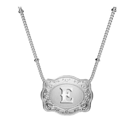 Spurwest Initial E Mini Belt Buckle Necklace SLV-BC-E