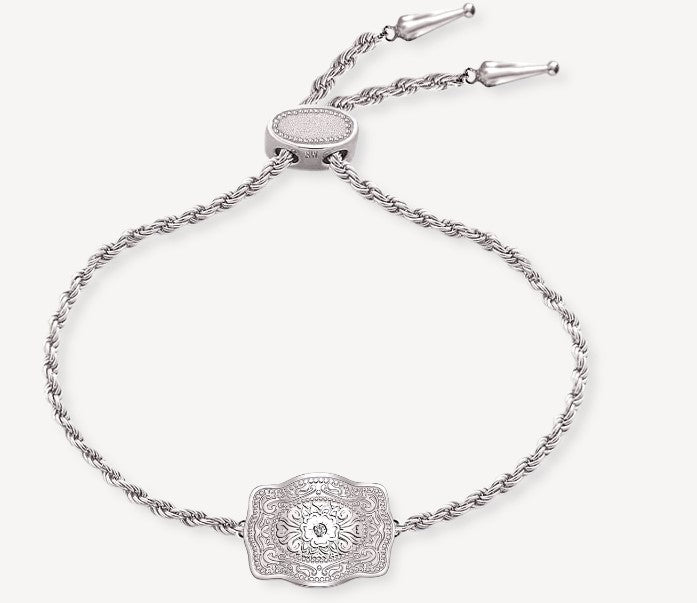 Spurwest Ultra Mini Silver Amelia Rose Belt Buckle Bracelet U-BR-SLV-BC-101