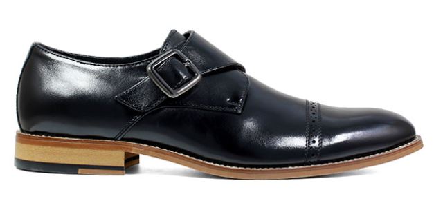 Stacy Adams Black Desmond Cap Toe Monk Strap Mens Dress Shoes 25162-001
