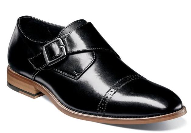 Stacy Adams Black Desmond Cap Toe Monk Strap Mens Dress Shoes 25162-001