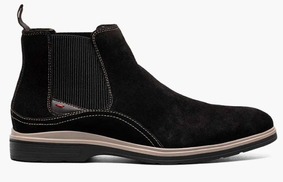 Stacy Adams Black Suede Tigran Plain Toe Men's Chelsea Boots 25548-BLACK
