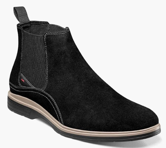 Stacy Adams Black Suede Tigran Plain Toe Men's Chelsea Boots 25548-BLACK