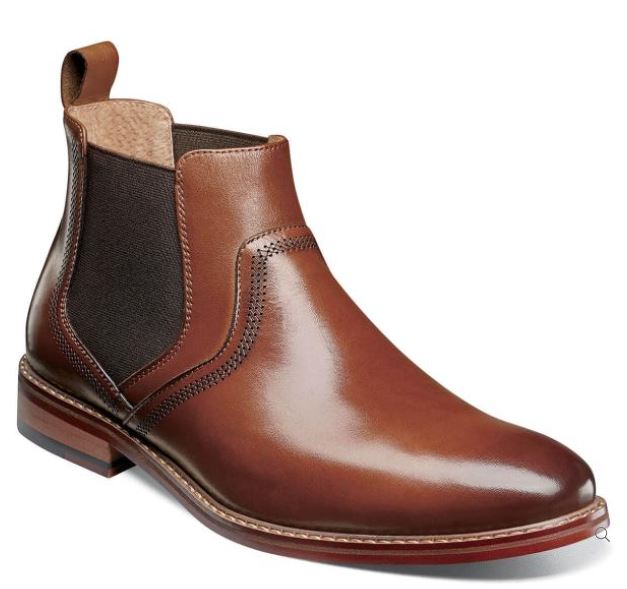 Stacy Adams Cognac Altair Plain Toe Chelsea Mens Dress Boots 25301-221