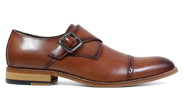 Stacy Adams Cognac Desmond Cap Toe Monk Strap Mens Dress Shoes 25162-221