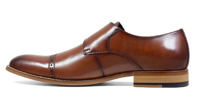 Stacy Adams Cognac Desmond Cap Toe Monk Strap Mens Dress Shoes 25162-221