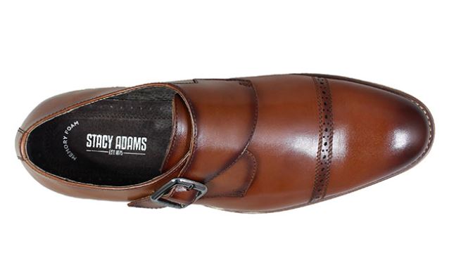 Stacy Adams Cognac Desmond Cap Toe Monk Strap Mens Dress Shoes 25162-221