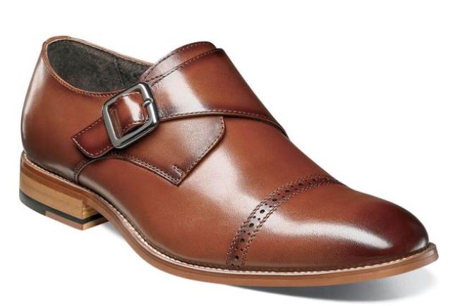 Stacy Adams Cognac Desmond Cap Toe Monk Strap Mens Dress Shoes 25162-221
