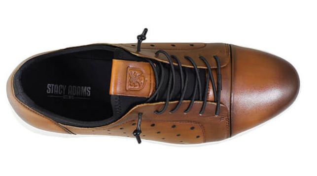 Stacy Adams Cognac Halden Cap Toe Elastic Lace Up Mens Shoe 25382-221