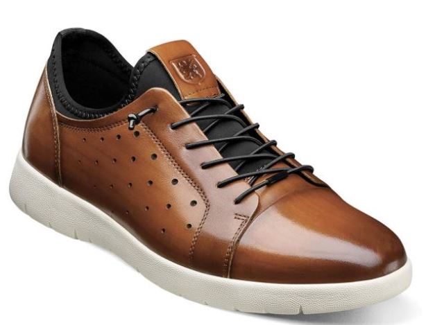 Stacy Adams Cognac Halden Cap Toe Elastic Lace Up Mens Shoe 25382-221