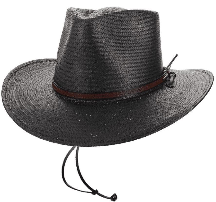 Stetson Black Belgrade Straw Western Hat with Chinstrap OSBLGD-3430