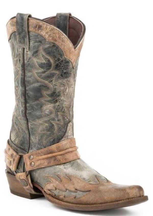 Stetson Black Sundance Kid Mens Harness Boots 1202061040835BL