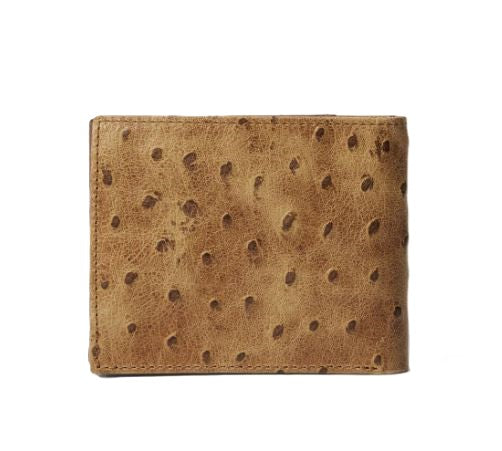 Stetson Brown/California Nut Men's Bifold Ostrich Print Leather Wallet 9802002-229