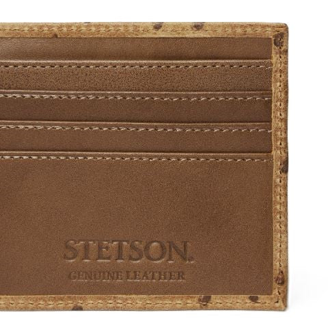 Stetson Brown/California Nut Men's Bifold Ostrich Print Leather Wallet 9802002-229