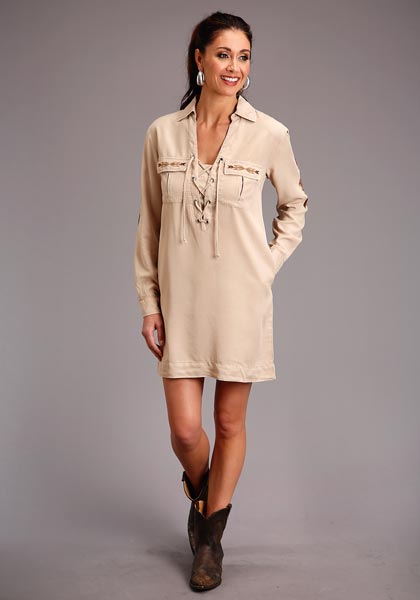 Stetson Brown/Khaki Long Sleeve Safari Style Shirt Dress 11-057-0565-2000