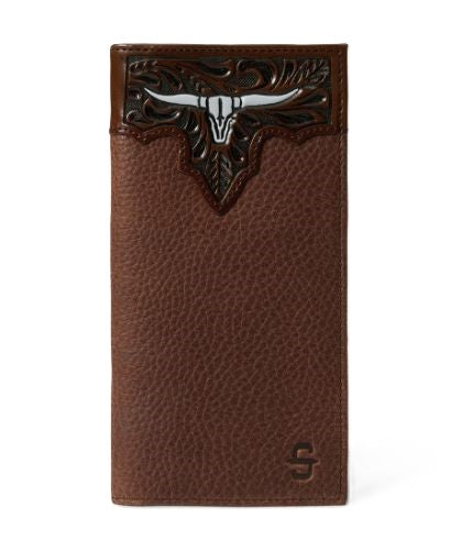 Stetson Brown Steer Head Checkbook Style Leather Rodeo Wallet 9805003-200