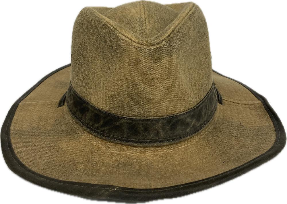 Stetson Brown Tarp Cloth Buckthorn Outback Men's Hat with Shapeable 3 inch Brim STC334