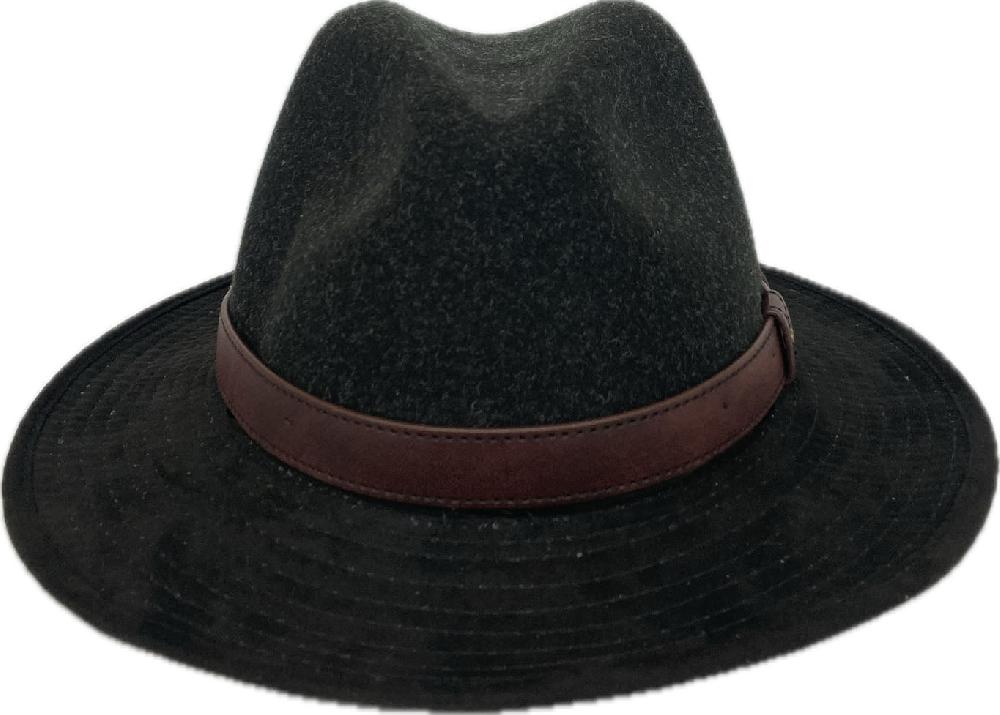 Stetson Charcoal Wales Faux Suede Safari Hat with Faux Leather Band STW416