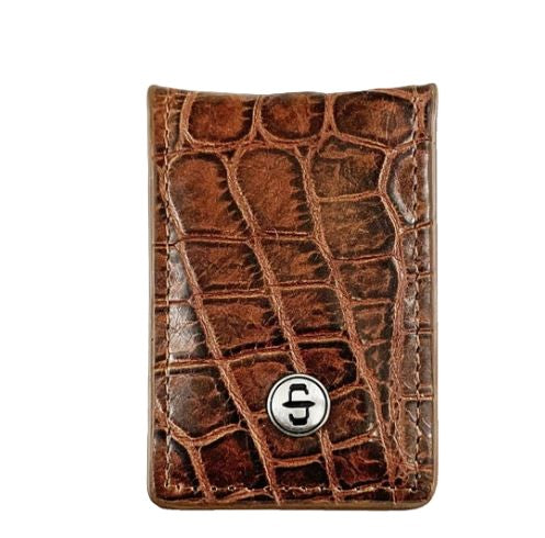 Stetson Cognac Croc Embossed Men's Money Clip 9801004-233