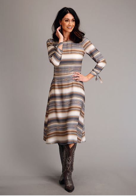 Stetson Desert Serape Print Women's Rayon Twill Midi Length Dress 11-057-0590-7058 BR
