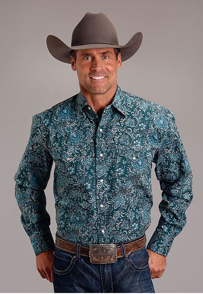 Stetson Forest Paisley Men's Long Sleeve Snap Shirt 11-001-0925-6001 GR