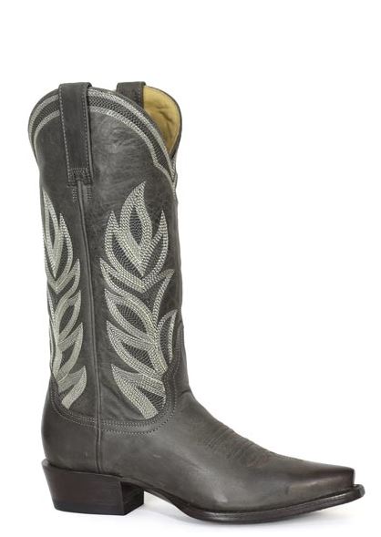 Stetson Grey Calista Women's 13 inch Snip Toe Western Boots with Embroidery 1202161050939GY