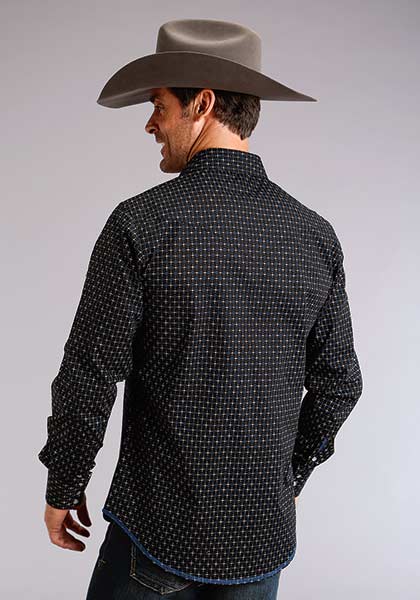 Stetson Indigo Star Geo Print Pearl Snap Mens Long Sleeve Western Shirt 11-001-0425-0653BL