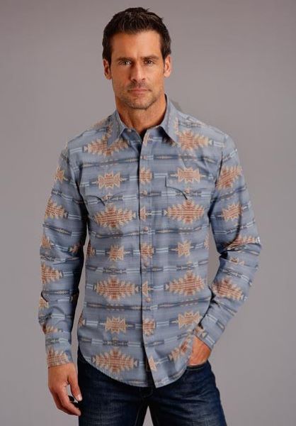 Stetson Men's Aztec Print Snap Shirt 1100104252021BU