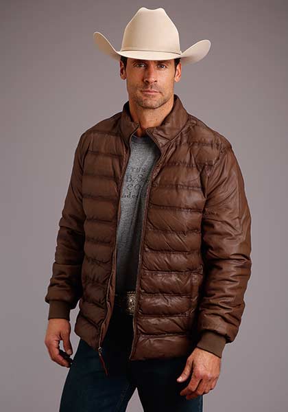 Stetson Men's Leather Zip Front Quilted Jacket