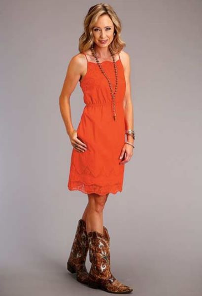 Stetson Orange Women's Cotton Spaghetti Strap Dress 1105705920553RE