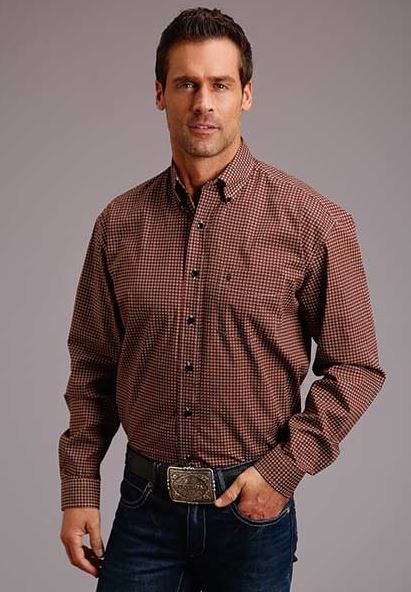 Stetson Red Dot Dash Geo Print Men's Collared Longsleeve Snap Shirt 1100105261039RE