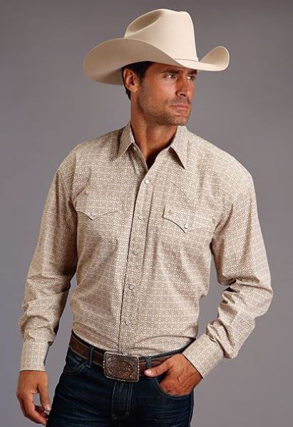 Stetson Yellow Gold Rush Fowlard with Print Men's Longsleeve Western Snap Shirt 110010425008YE