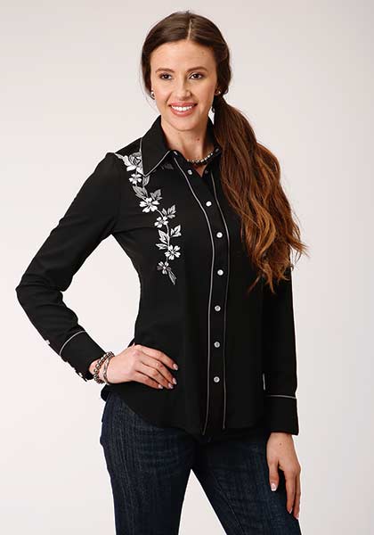Stetston Ladies Embroidered Rose Western Shirt 0305000400650bl