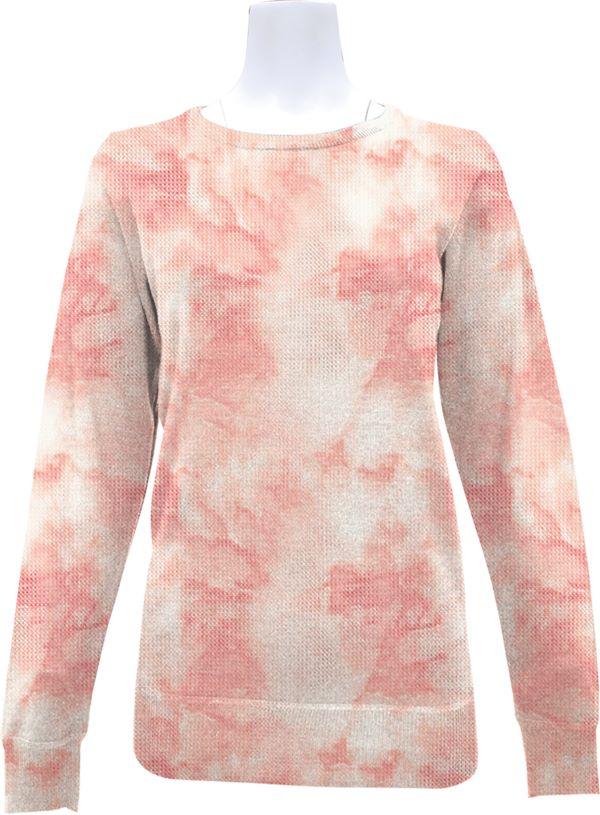 Stillwater Supply Pink Tie Dye Crew Ladies Sweatshirt with Side Slits P2860-004-CSL-P