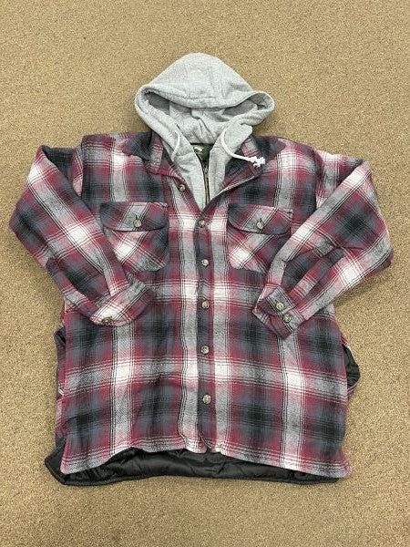 Stillwater Supply Red Plaid Men's Hooded Quilted Jacket P1173-120-558