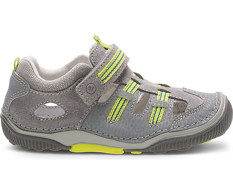Stride Rite Reggie Fisherman Sandal Grey/Lime BB56826
