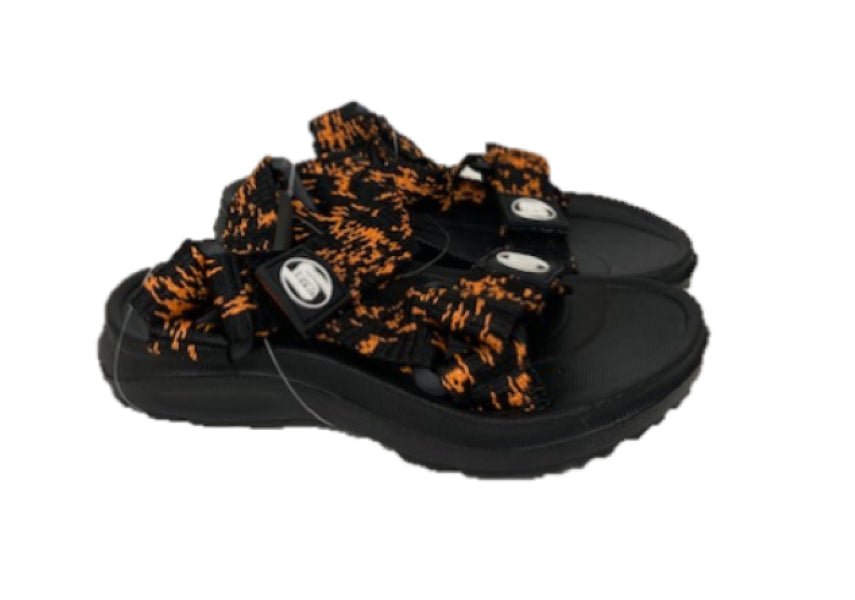 Surf7 Black and Orange Adjustable Velcro 2 Strap Toddler Sandals FF382T-BLKORG