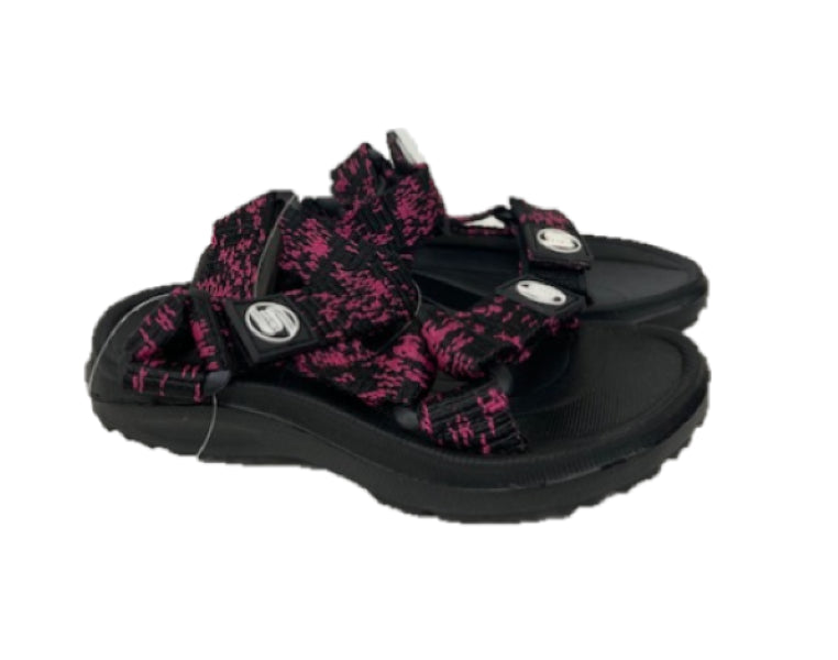 Surf7 Black and Pink Adjustable Velcro 2 Strap Toddler Sandals FF382T-BLKPNK