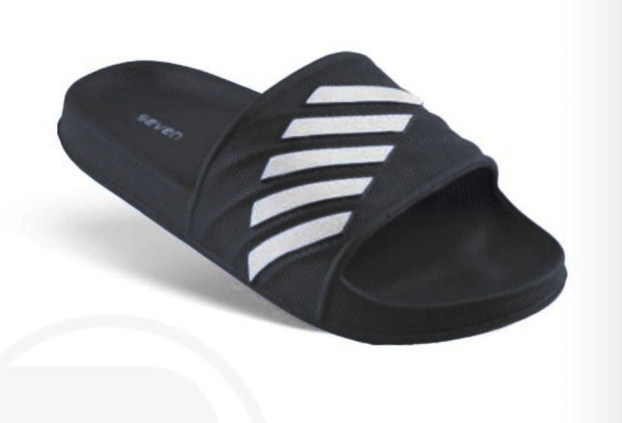 Surf7 Black and White Childrens Slides FF222JR-BLKWHT
