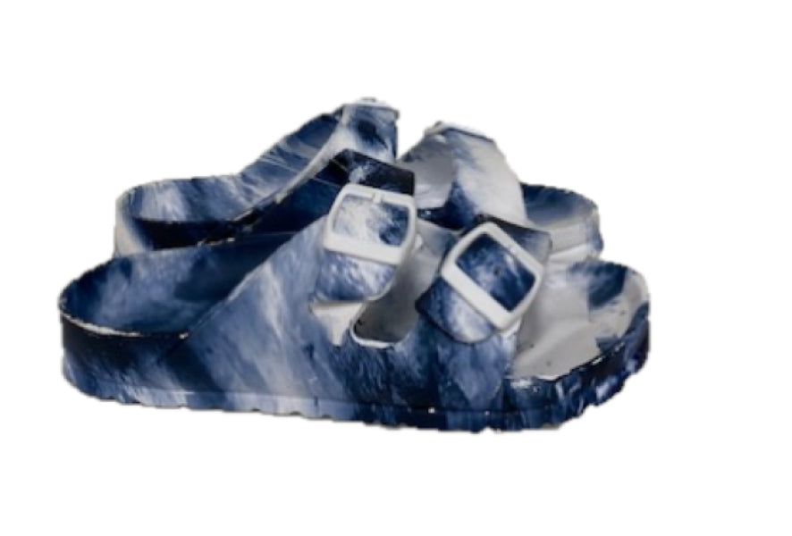Surf7 Blue and White Childrens Double Buckle Slides FF283B-BLUEWHT