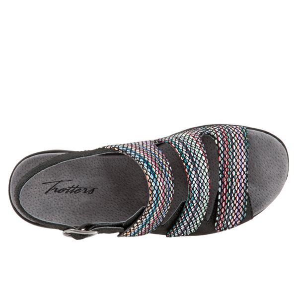 T1709-095 Black Multi Kendra Adjustable Strap Womens Trotter Sandals