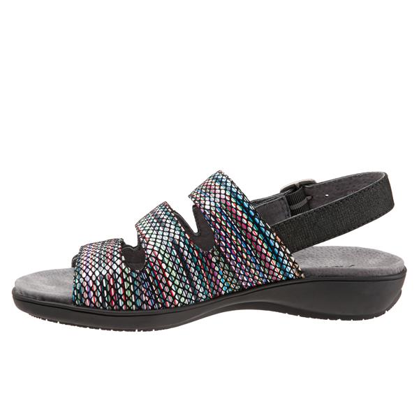 T1709-095 Black Multi Kendra Adjustable Strap Womens Trotter Sandals