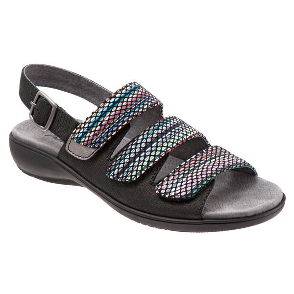 T1709-095 Black Multi Kendra Adjustable Strap Womens Trotter Sandals